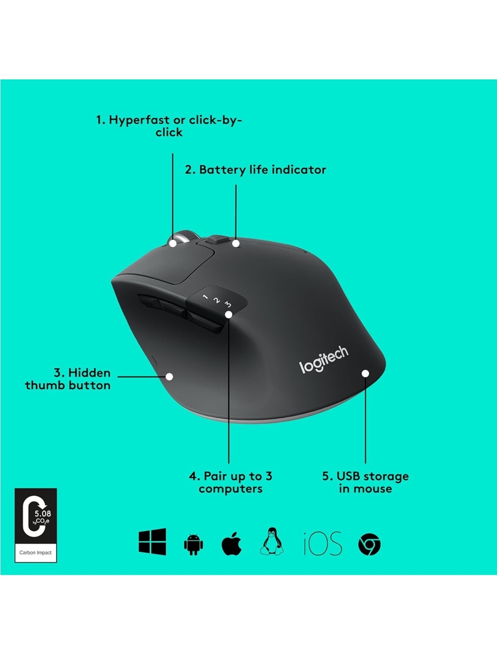 Logitech M720 Multi Device Mouse - Picture 9 of 12